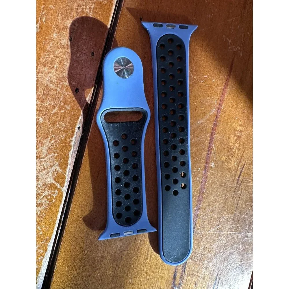 Replacement Sport Band For Apple Watch 38/40/41mm Blue & Black Silicone Material